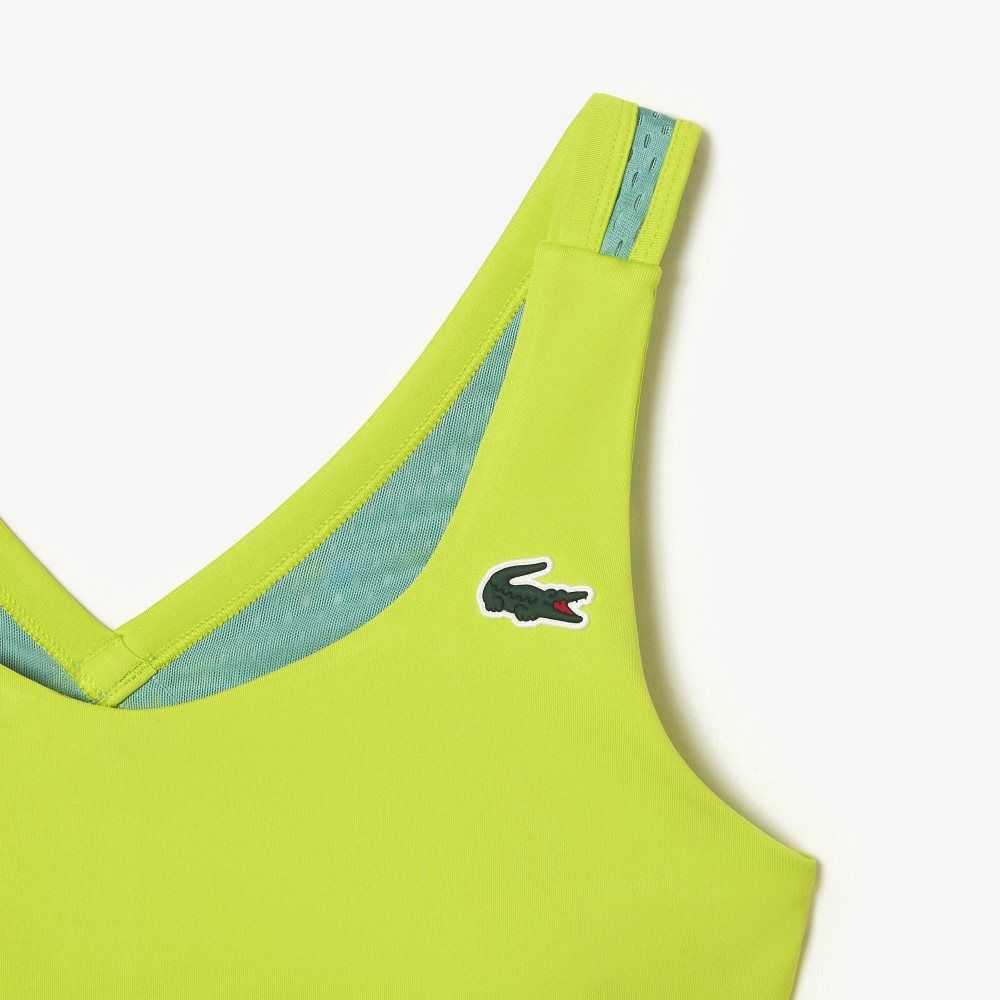 Lacoste SPORT Ultra-Dry Recycled Polyester Sports Bra Yellow / Green | VYOJ-32418