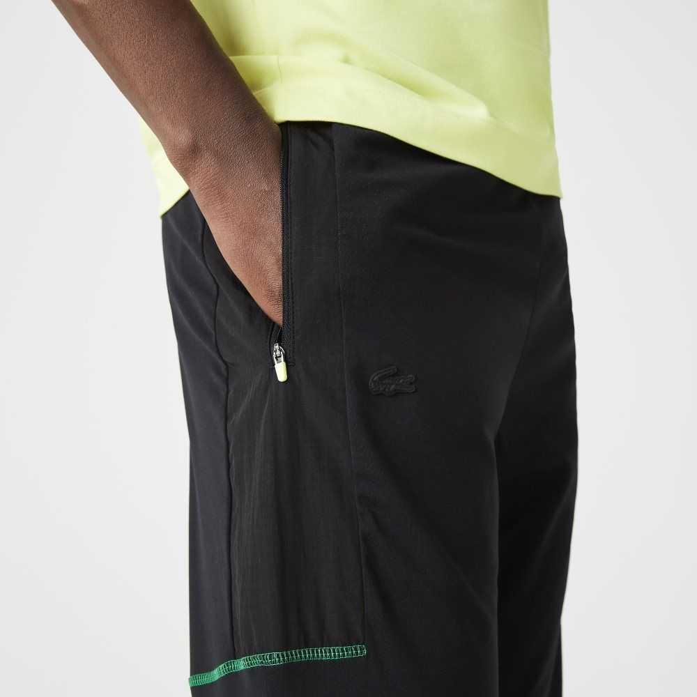 Lacoste SPORT Zip Pockets Tapered Tracksuit Pants Black / White | RSKL-87420