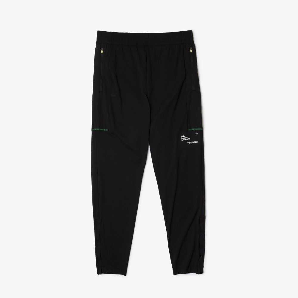 Lacoste SPORT Zip Pockets Tapered Tracksuit Pants Black / White | RSKL-87420