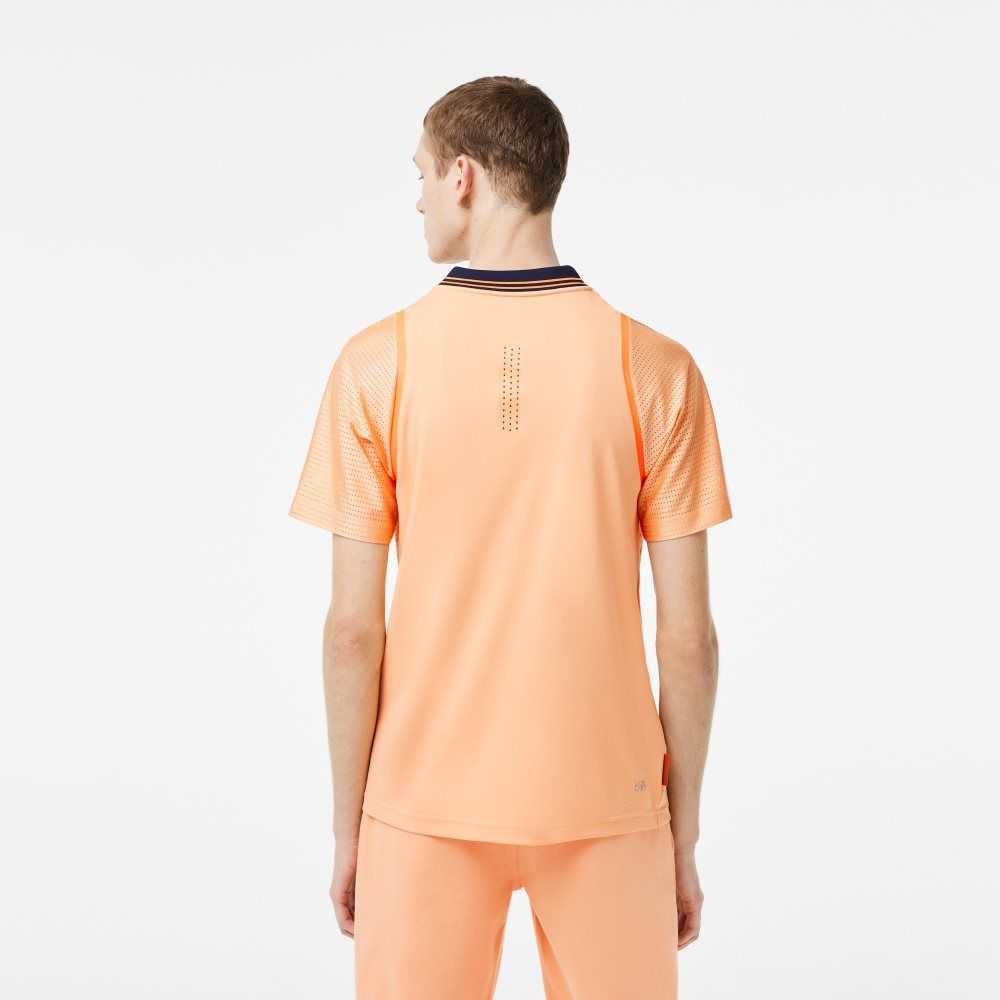 Lacoste SPORT x Daniil Medvedev Roland Garros Edition Team Leader Polo Light Orange / Navy Blue | DYAN-65941
