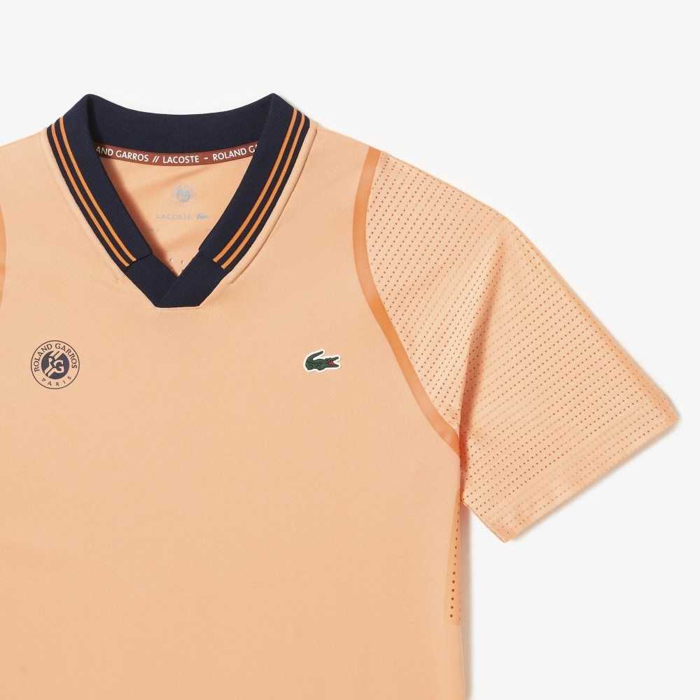 Lacoste SPORT x Daniil Medvedev Roland Garros Edition Team Leader Polo Light Orange / Navy Blue | DYAN-65941