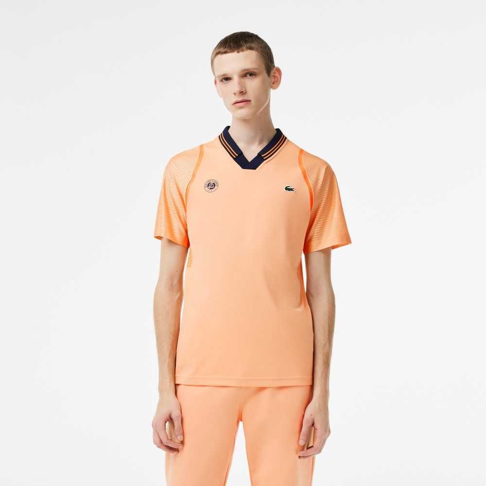 Lacoste SPORT x Daniil Medvedev Roland Garros Edition Team Leader Polo Light Orange / Navy Blue | DYAN-65941