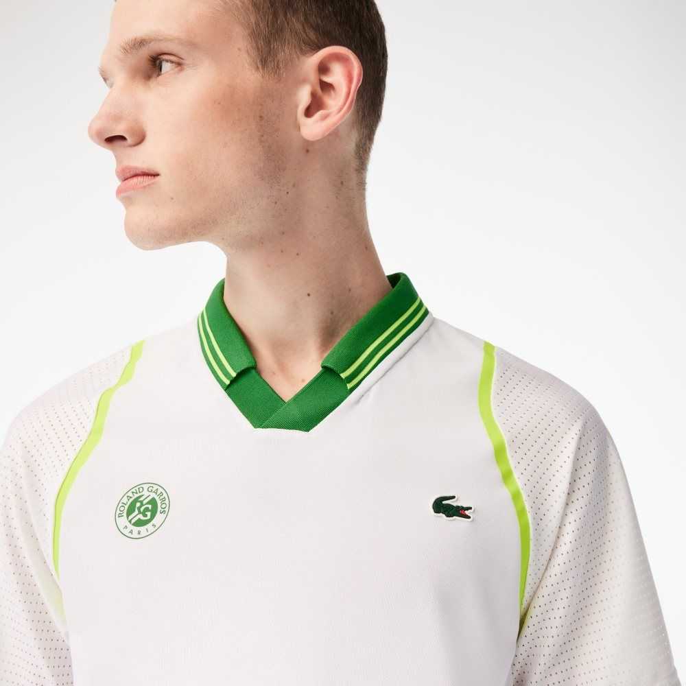 Lacoste SPORT x Daniil Medvedev Roland Garros Edition Team Leader Polo White / Green | JWPQ-96502