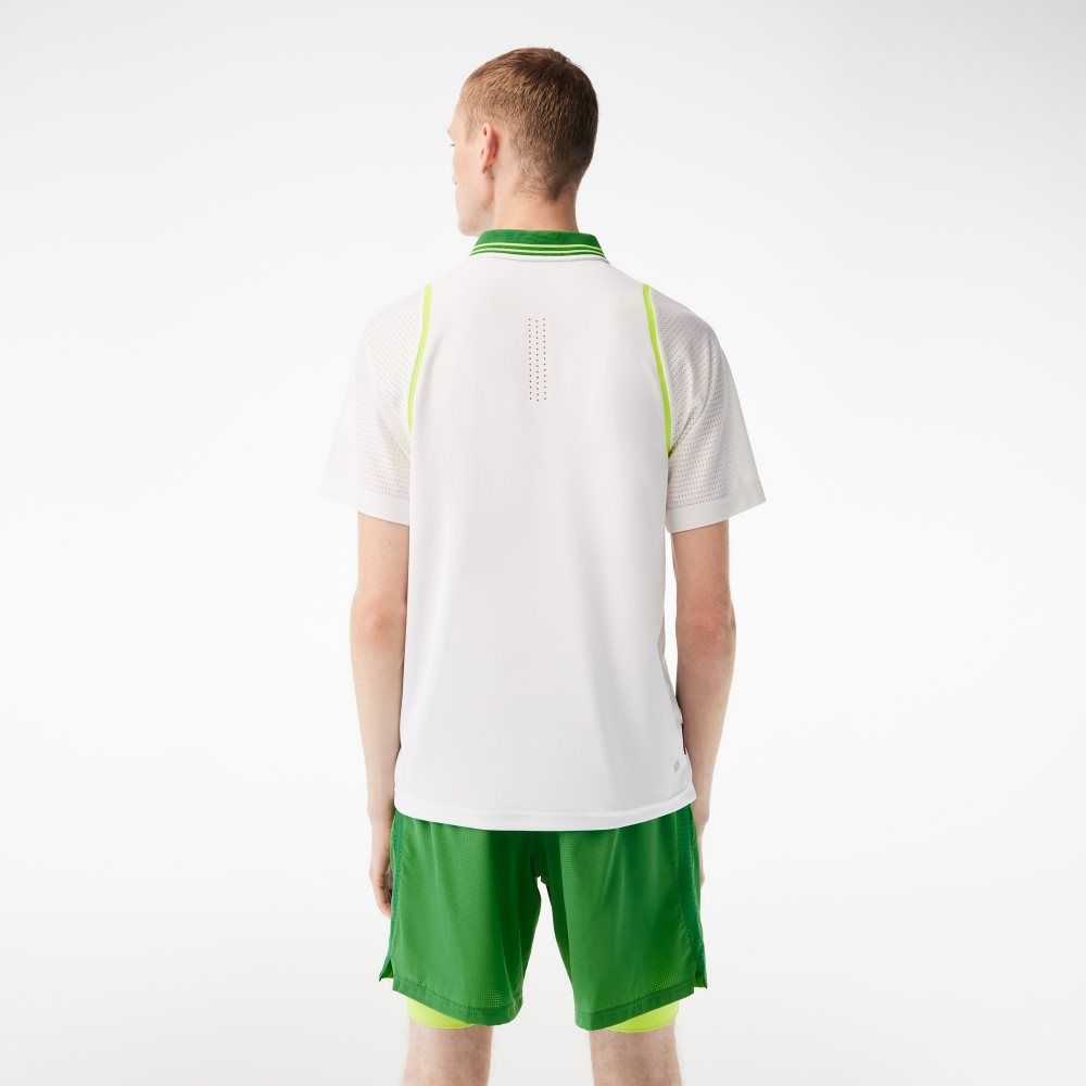 Lacoste SPORT x Daniil Medvedev Roland Garros Edition Team Leader Polo White / Green | JWPQ-96502