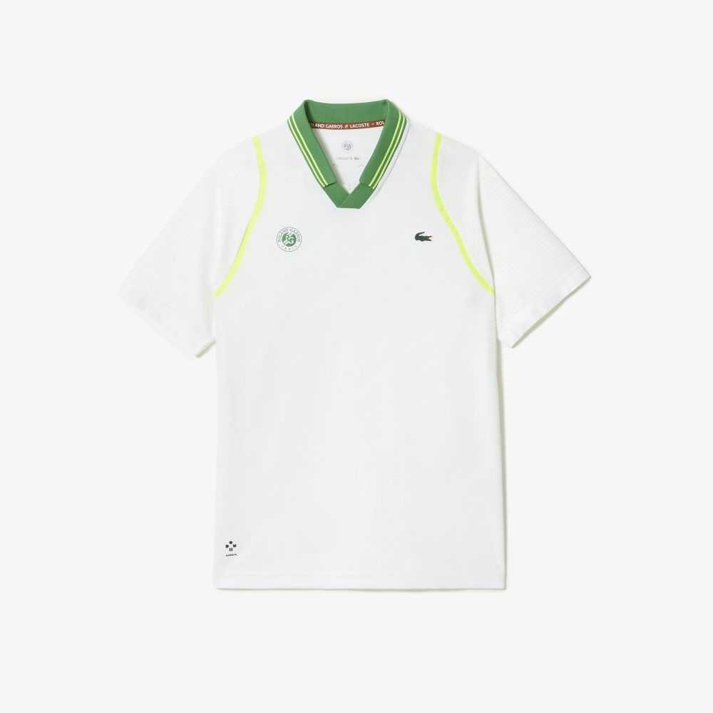 Lacoste SPORT x Daniil Medvedev Roland Garros Edition Team Leader Polo White / Green | JWPQ-96502