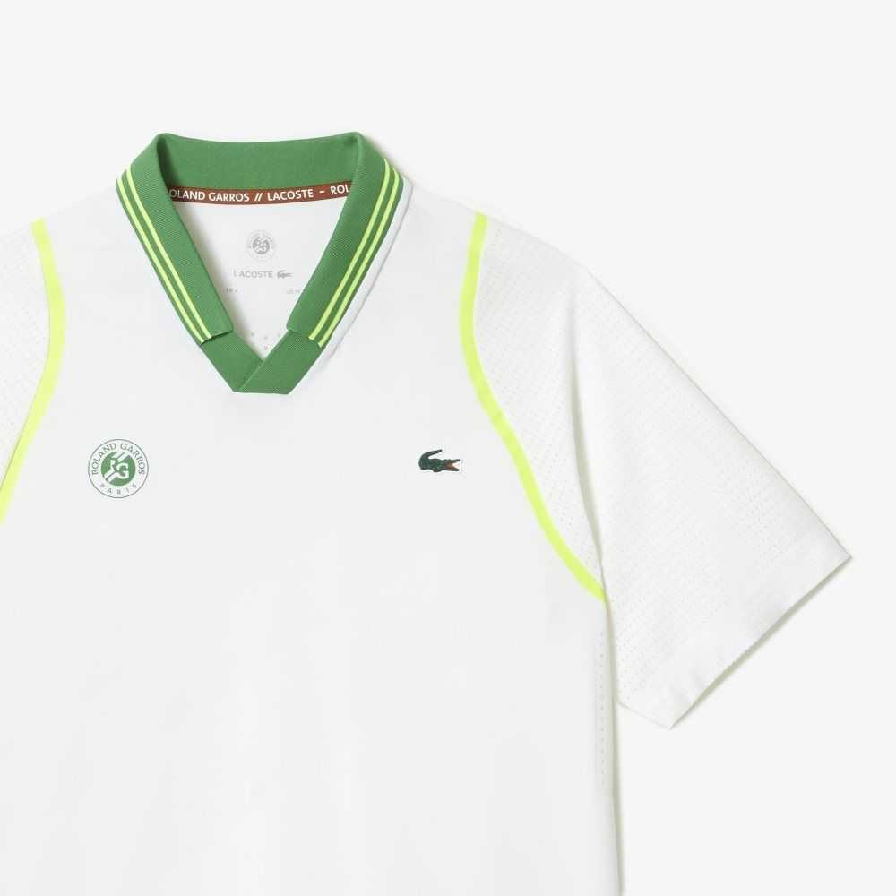 Lacoste SPORT x Daniil Medvedev Roland Garros Edition Team Leader Polo White / Green | JWPQ-96502