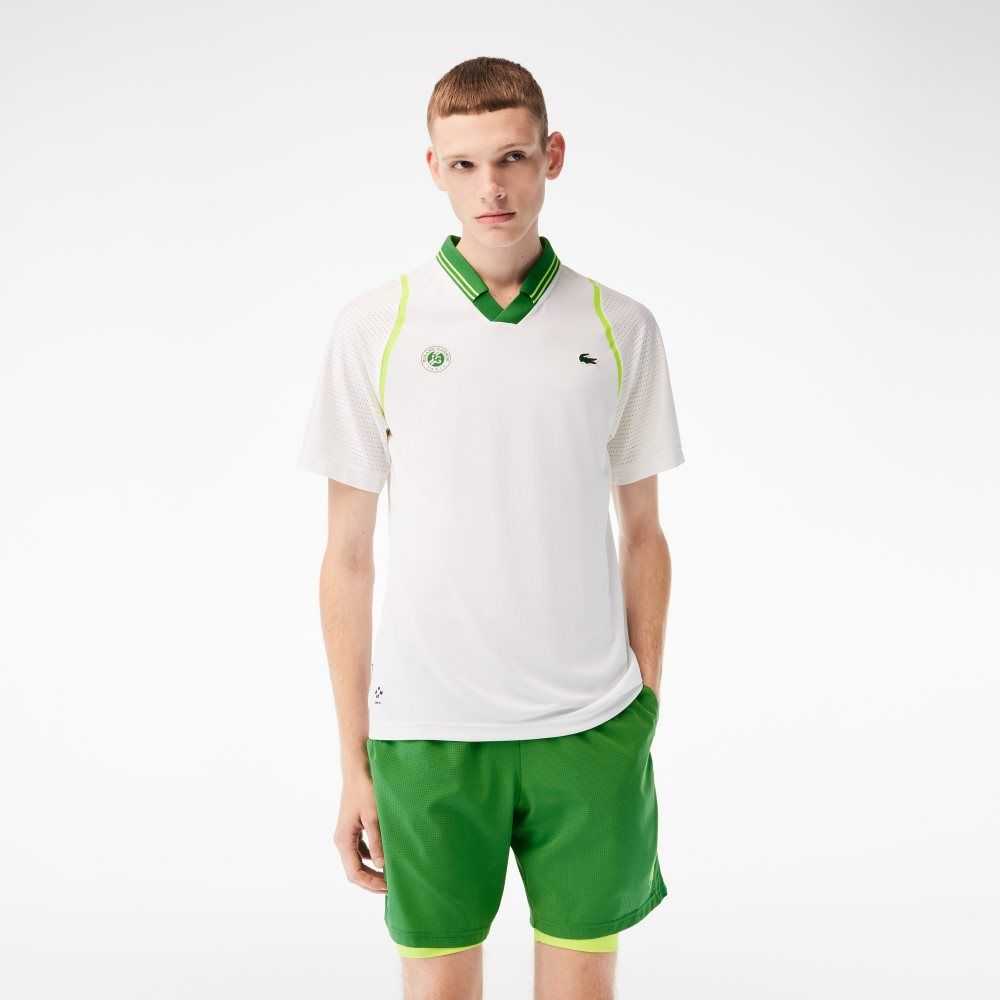 Lacoste SPORT x Daniil Medvedev Roland Garros Edition Team Leader Polo White / Green | JWPQ-96502