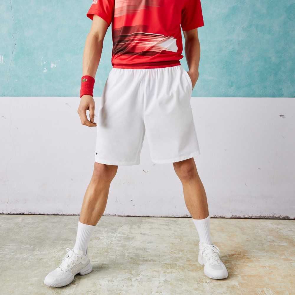 Lacoste SPORT x Novak Djokovic Light Stretch Shorts White | OLKP-95740