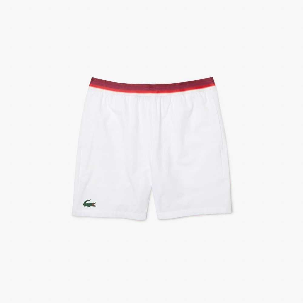 Lacoste SPORT x Novak Djokovic Light Stretch Shorts White | OLKP-95740