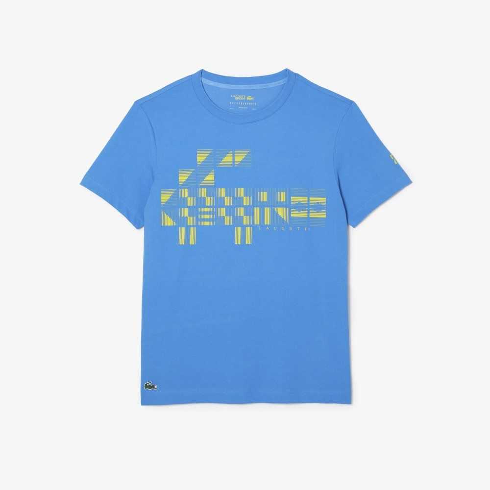 Lacoste SPORT x Novak Djokovic Printed T-Shirt Blue | ZXQW-52104