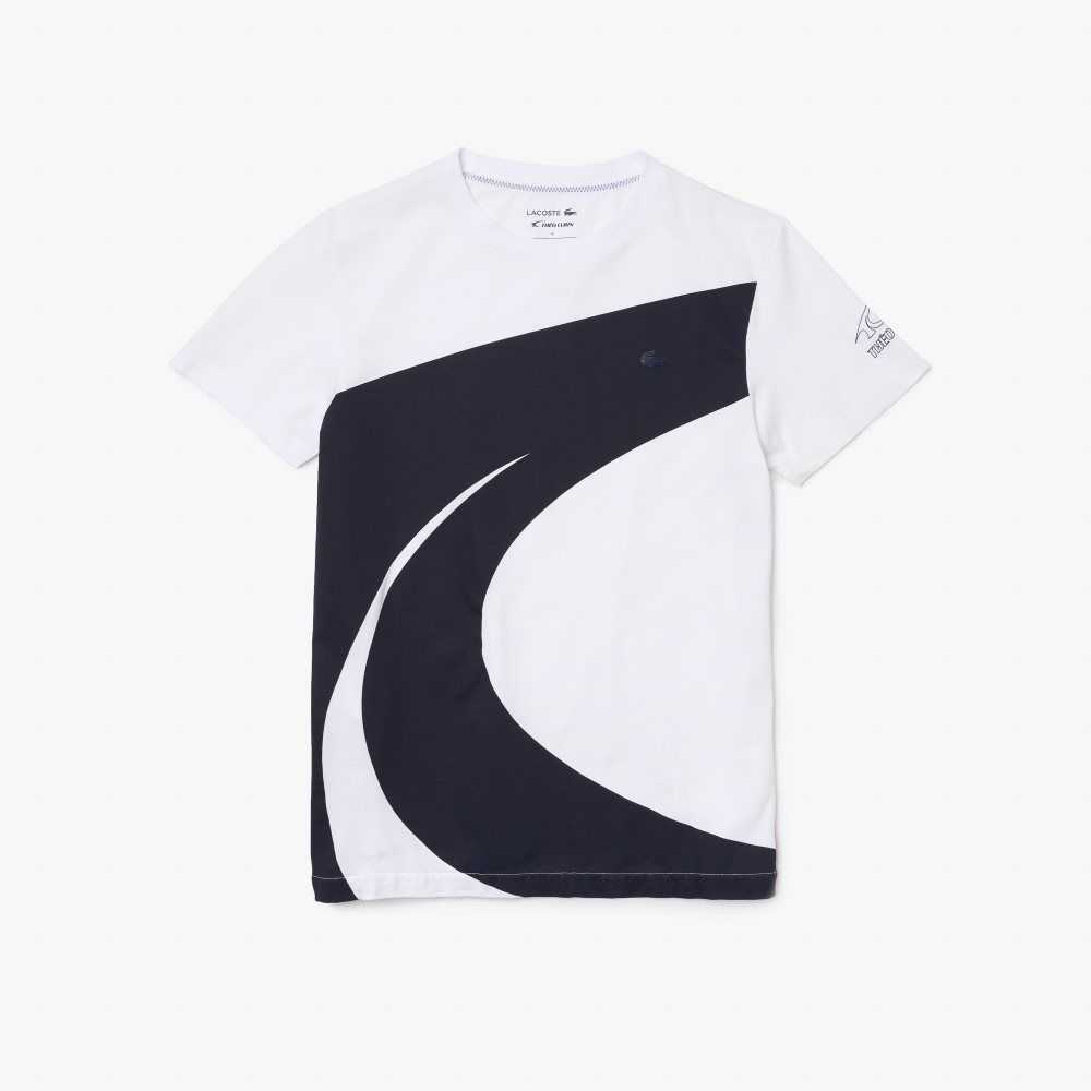 Lacoste SPORT x Theo Curin Graphic Jersey T-Shirt White / Navy Blue | IGTR-50721