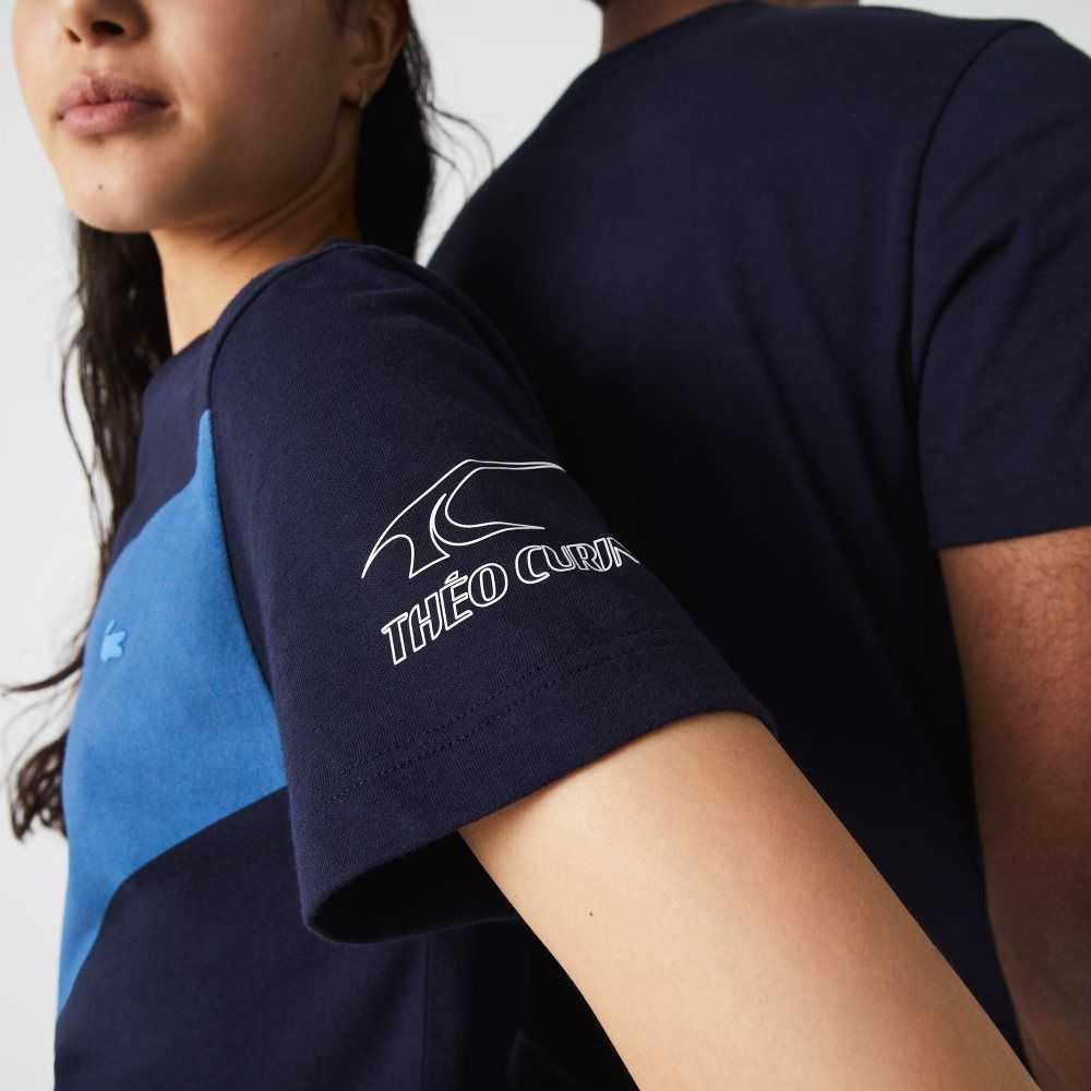Lacoste SPORT x Theo Curin Graphic Jersey T-Shirt Navy Blue / Blue / White | RGZN-89235
