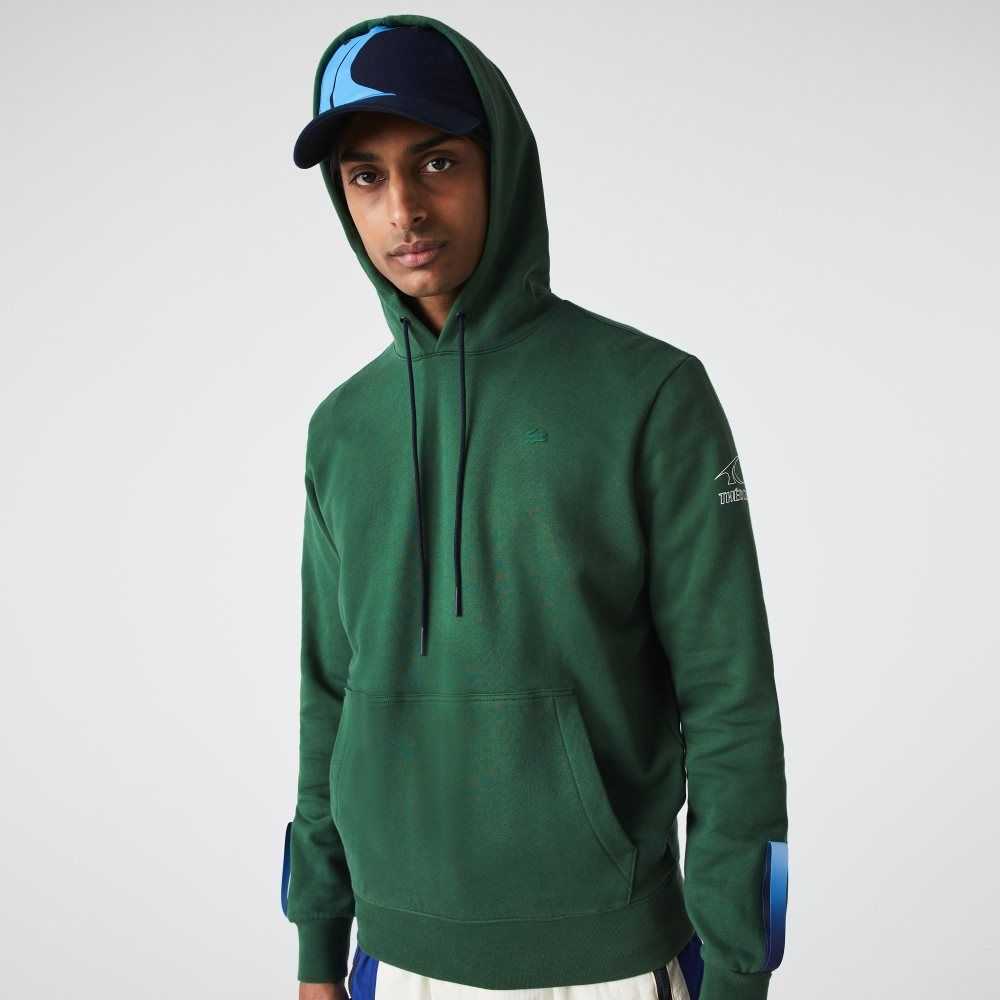 Lacoste SPORT x Theo Curin Organic Cotton Hoodie Green / Navy Blue | XOLS-14235