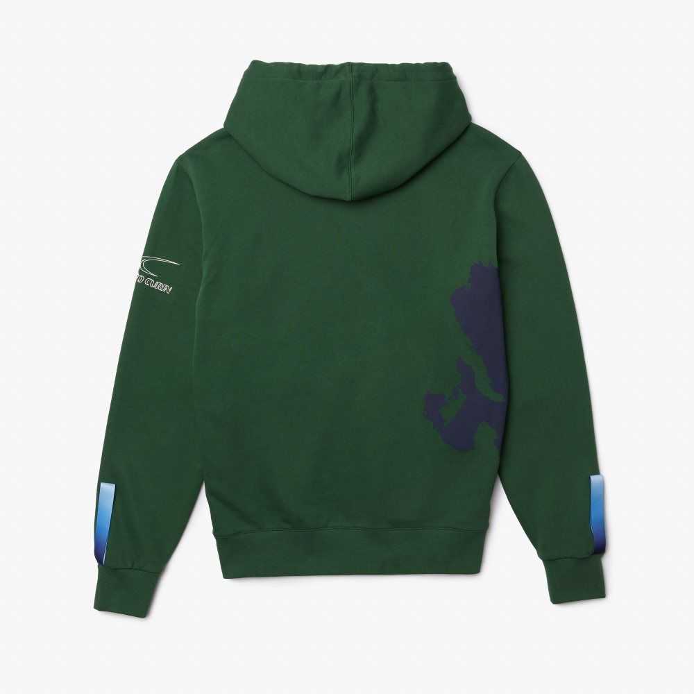 Lacoste SPORT x Theo Curin Organic Cotton Hoodie Green / Navy Blue | XOLS-14235