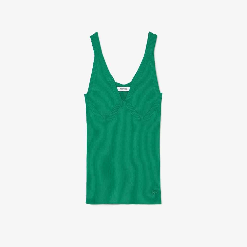 Lacoste Seamless Ribbed Knit Tank Top Green | PTYQ-14098