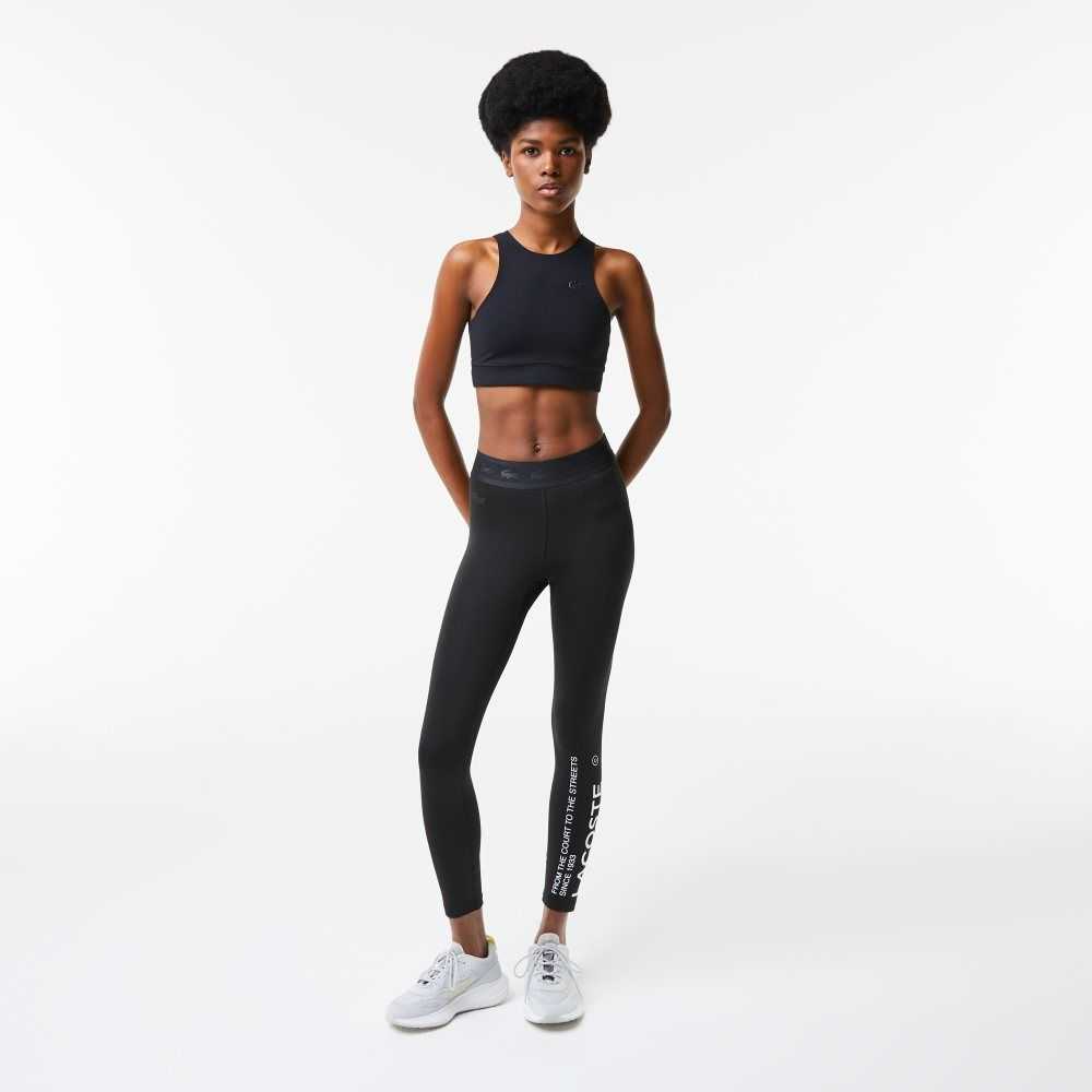 Lacoste Seamless Sports Bra Black | ROPE-34629