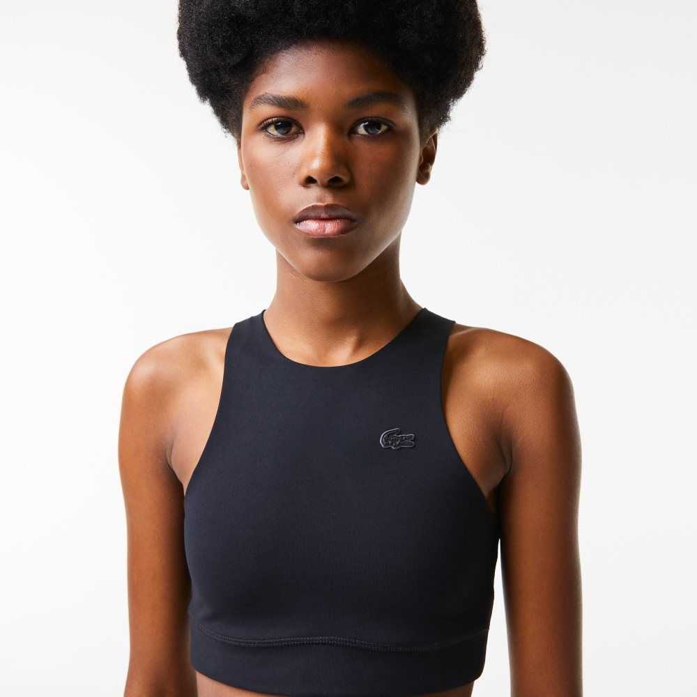 Lacoste Seamless Sports Bra Black | ROPE-34629