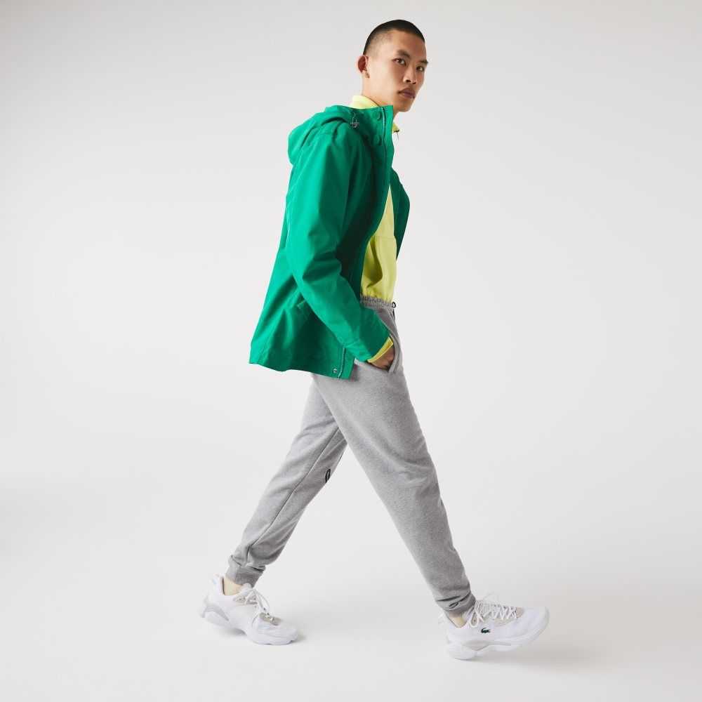 Lacoste Signature And Crocodile Print Cotton Fleece Jogging Pants Grey Chine | ECOD-24376