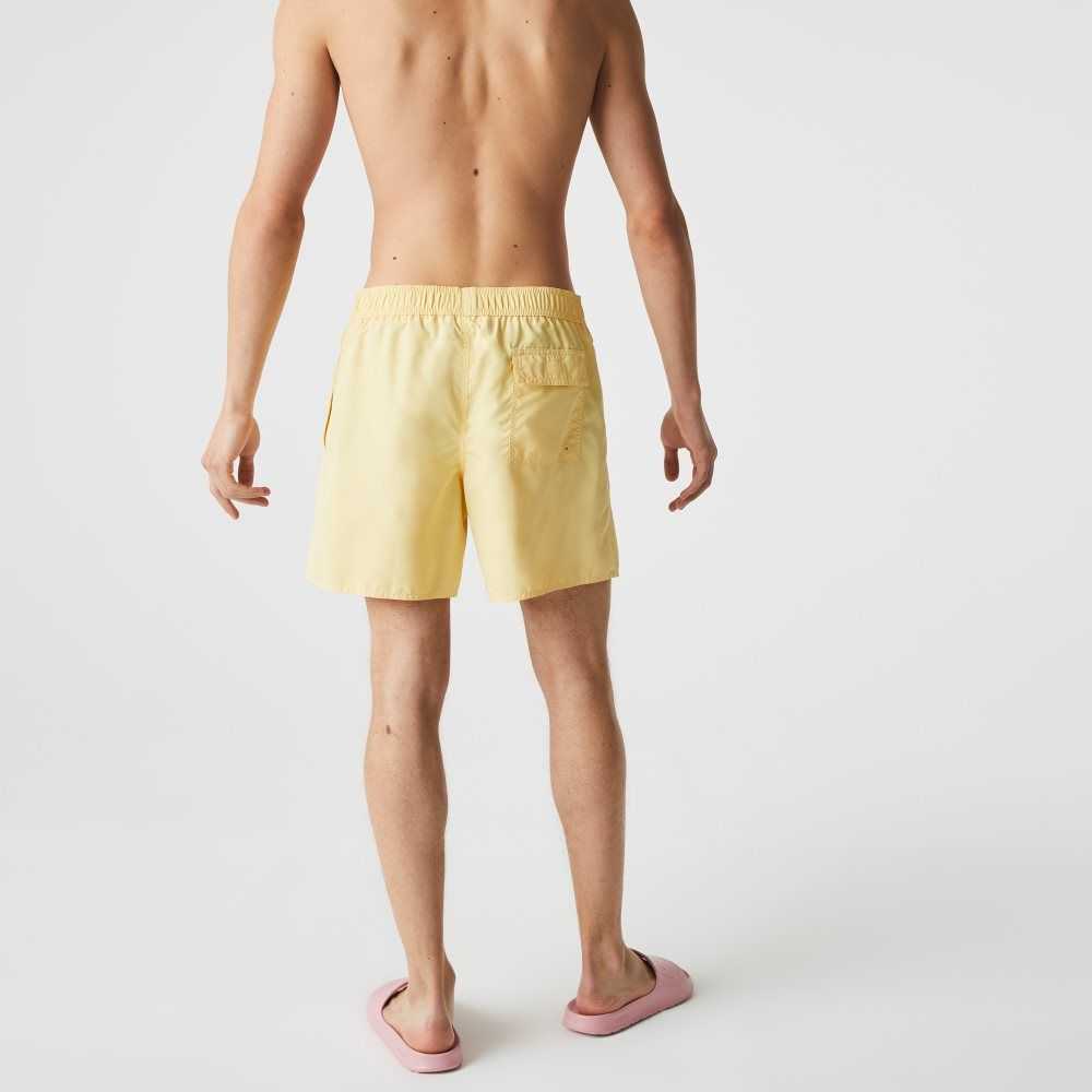 Lacoste Signature Print Light Swimming Trunks Yellow | JNVF-39150