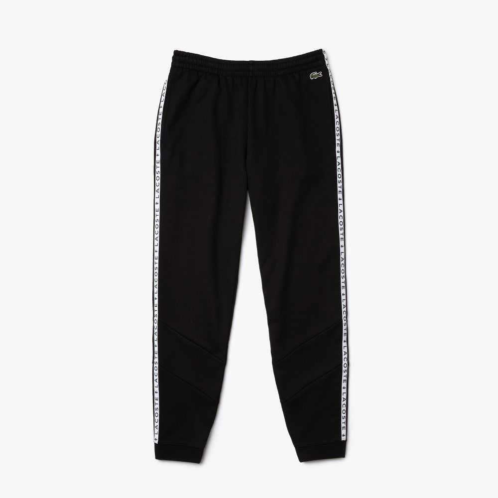 Lacoste Signature Striped Colorblock Fleece Jogging Pants Black | DXFK-36728
