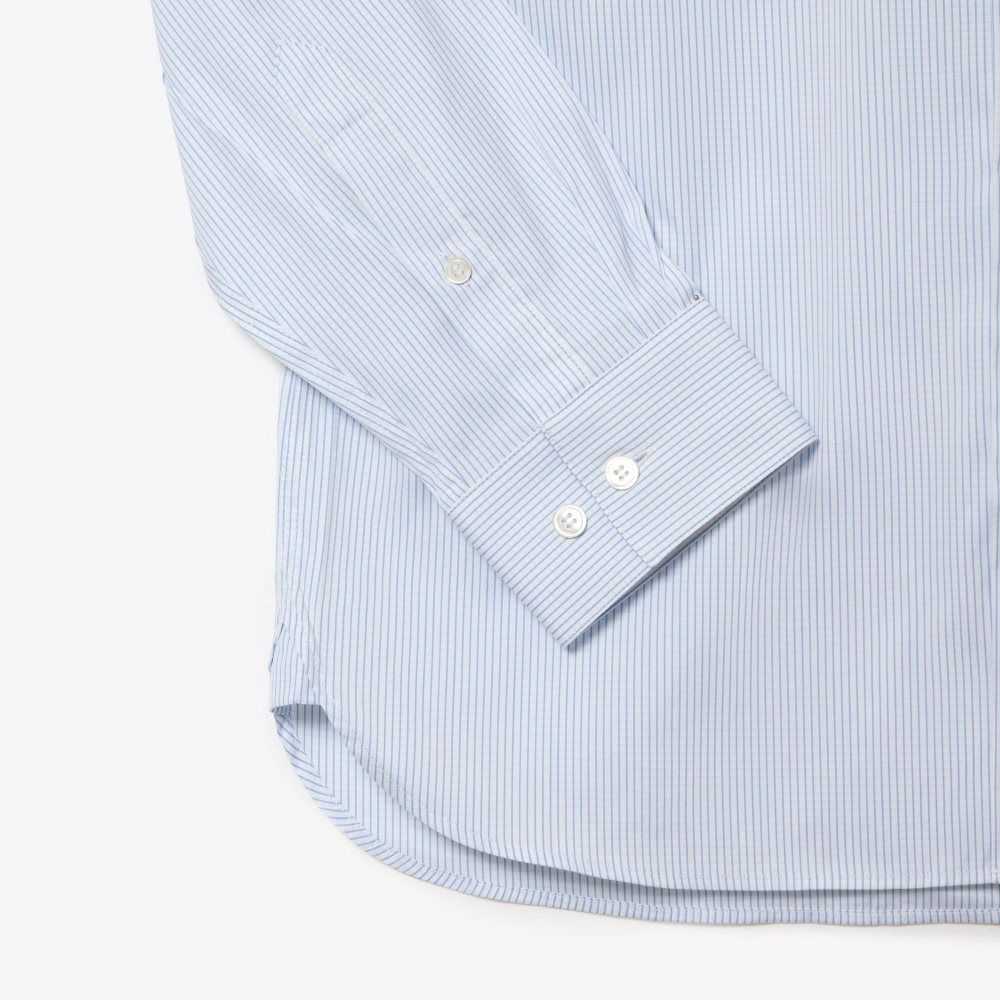 Lacoste Slim Fit Check Stretch Poplin Shirt White / Blue | ABFX-27041