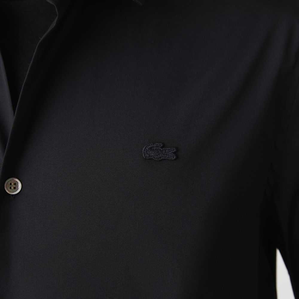 Lacoste Slim Fit French Collar Cotton Poplin Shirt Black | QPTG-13459