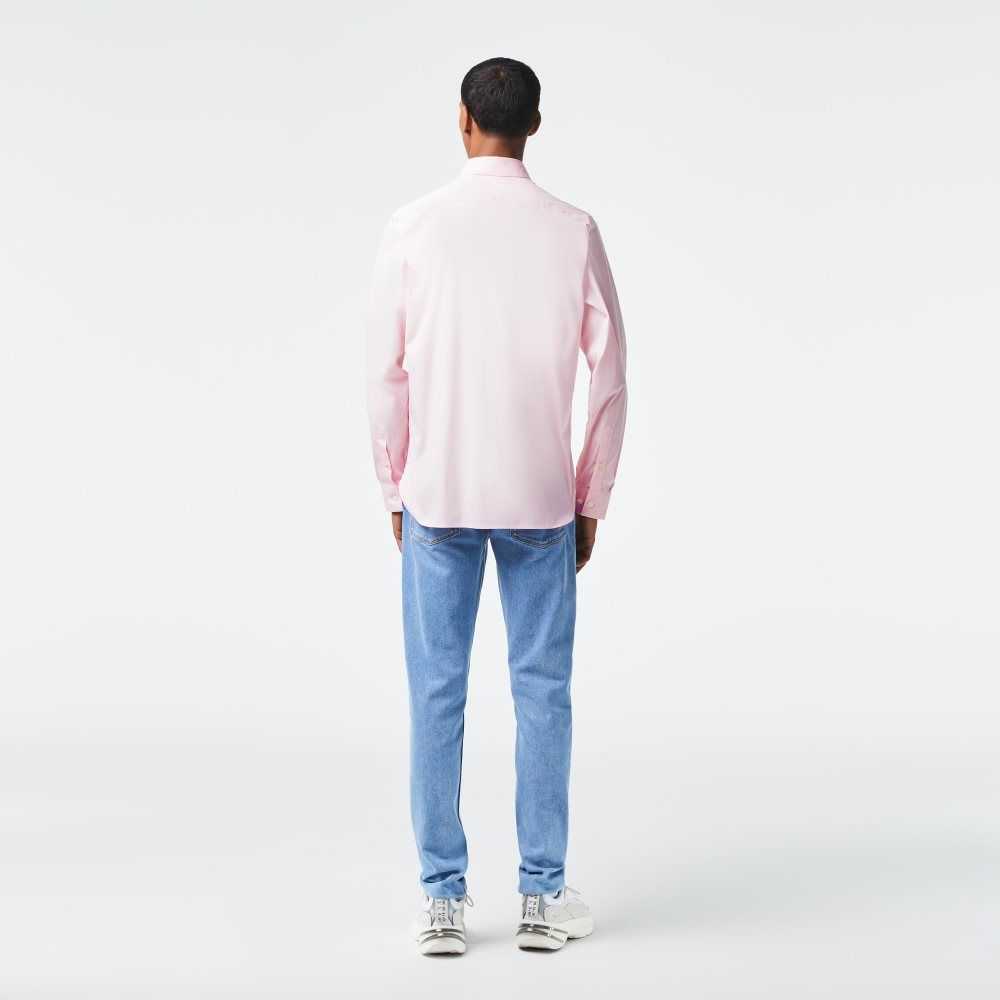 Lacoste Slim Fit French Collar Cotton Poplin Shirt Light Pink | ZSCX-58103