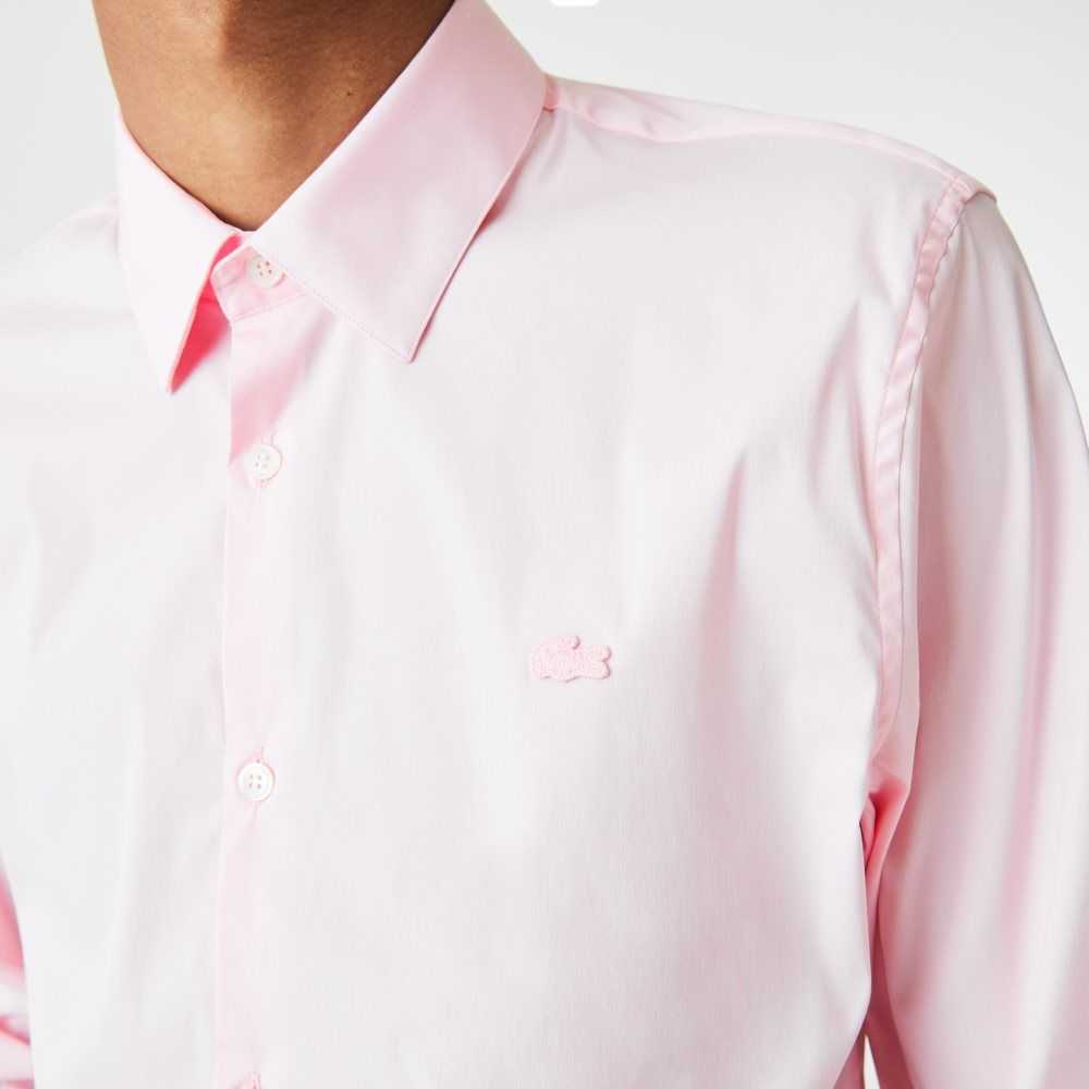 Lacoste Slim Fit French Collar Cotton Poplin Shirt Light Pink | ZSCX-58103