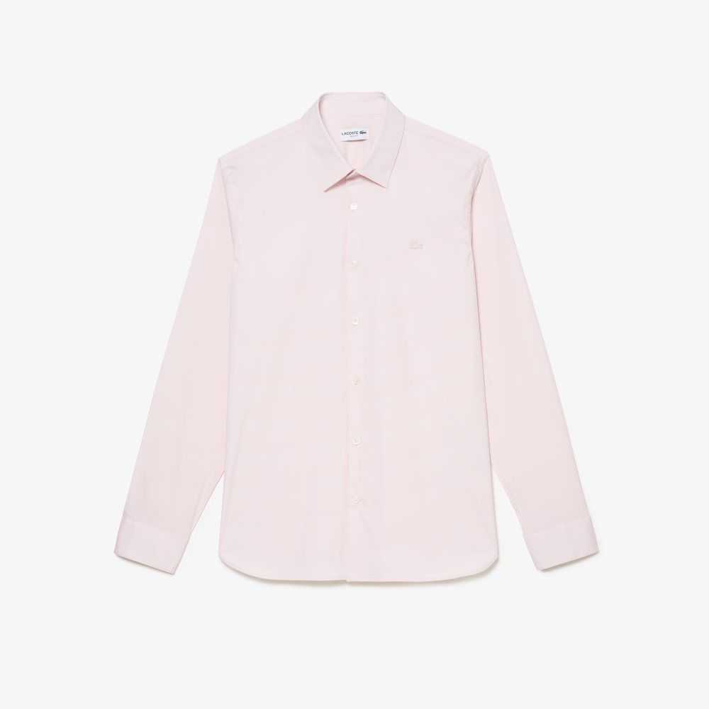 Lacoste Slim Fit French Collar Cotton Poplin Shirt Light Pink | ZSCX-58103