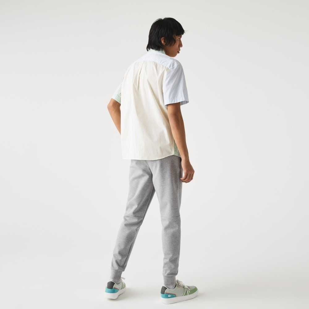 Lacoste Slim Fit Heathered Cotton Blend Tracksuit Pants Grey Chine | AYBU-43795