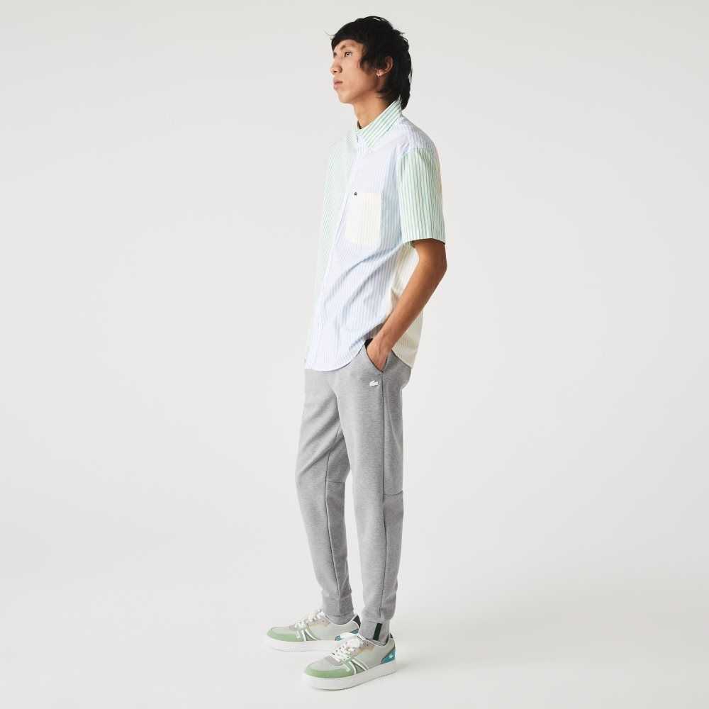 Lacoste Slim Fit Heathered Cotton Blend Tracksuit Pants Grey Chine | AYBU-43795