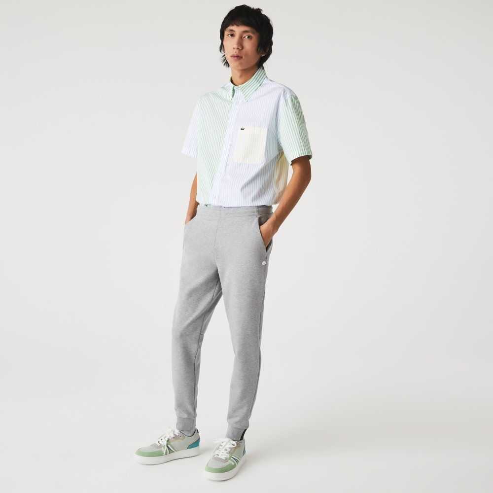 Lacoste Slim Fit Heathered Cotton Blend Tracksuit Pants Grey Chine | AYBU-43795