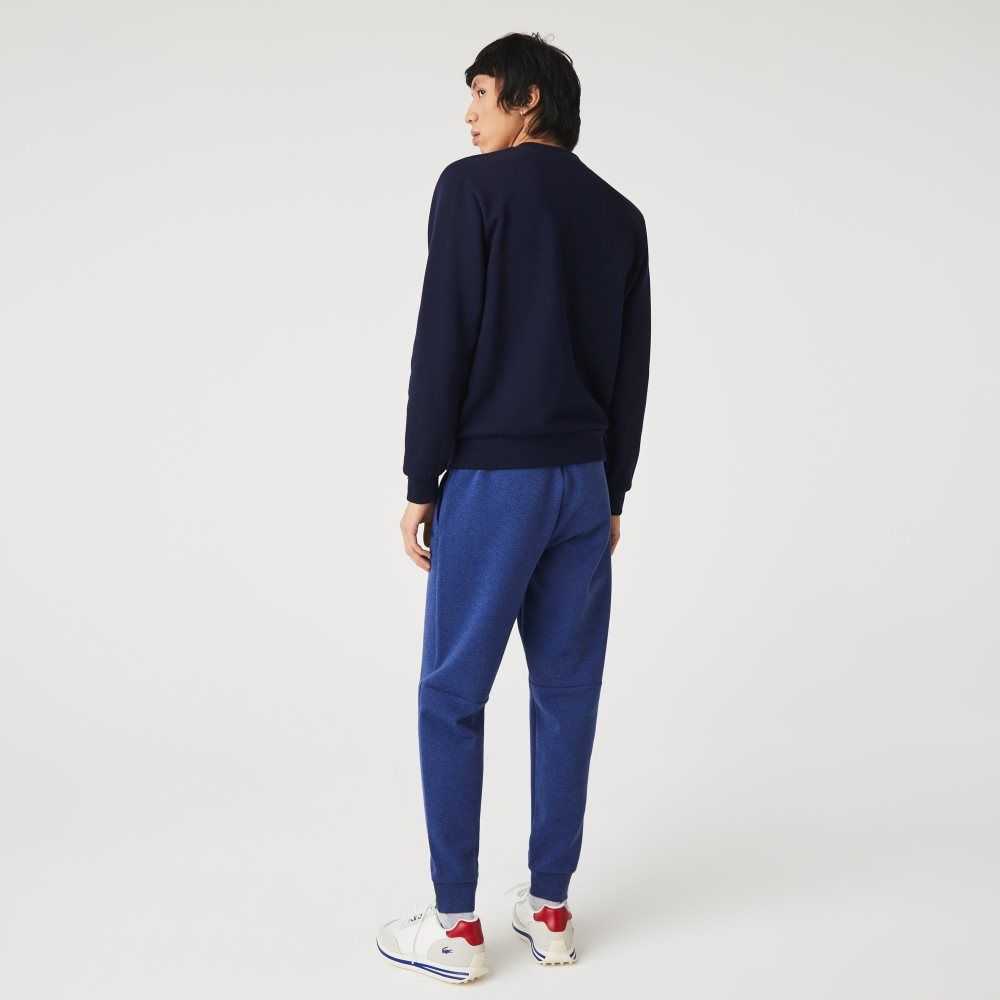 Lacoste Slim Fit Heathered Cotton Blend Tracksuit Pants Blue Chine | EGSV-23058