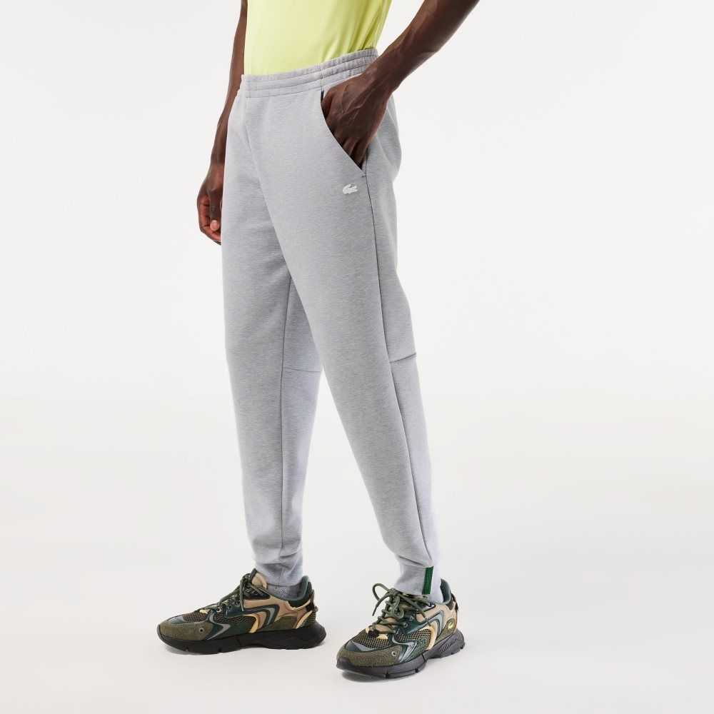 Lacoste Slim Fit Heathered Cotton Blend Tracksuit Pants Grey Chine | JTGU-64195