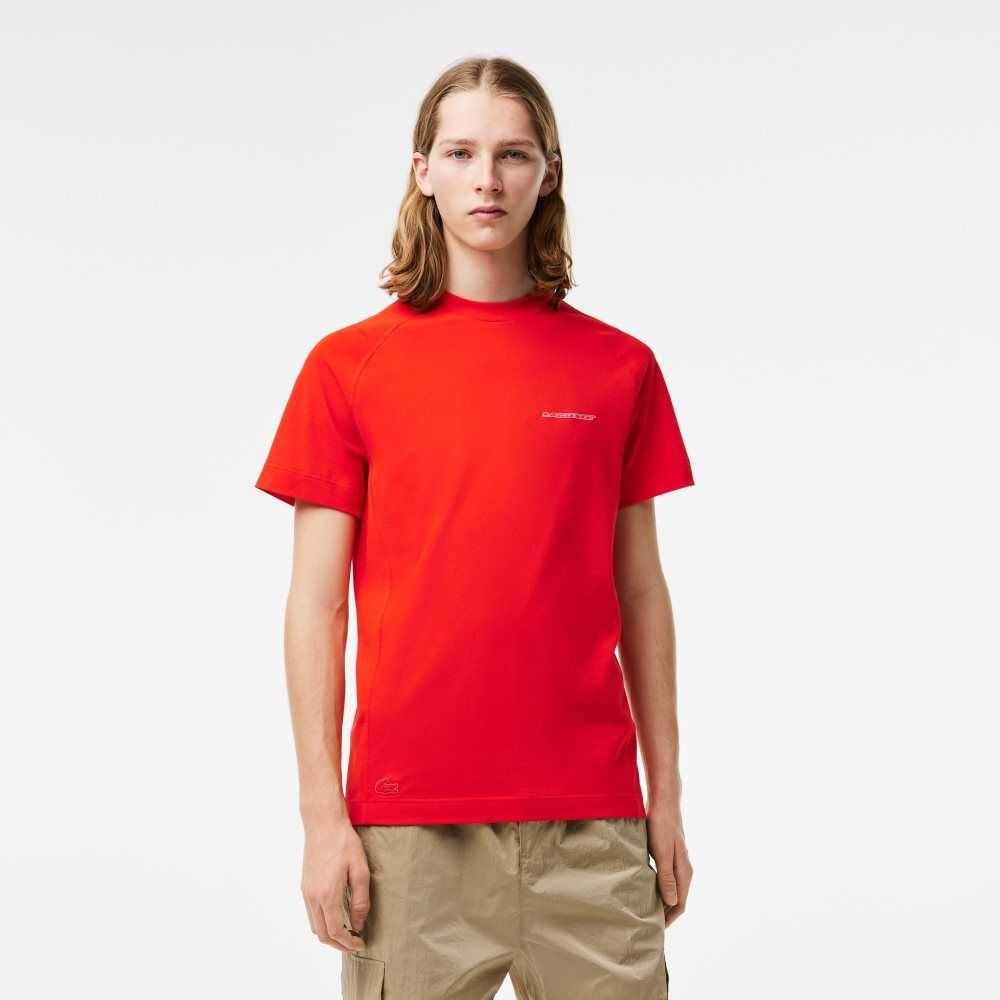 Lacoste Slim Fit Organic Cotton Pique T-Shirt Red | WCET-87514