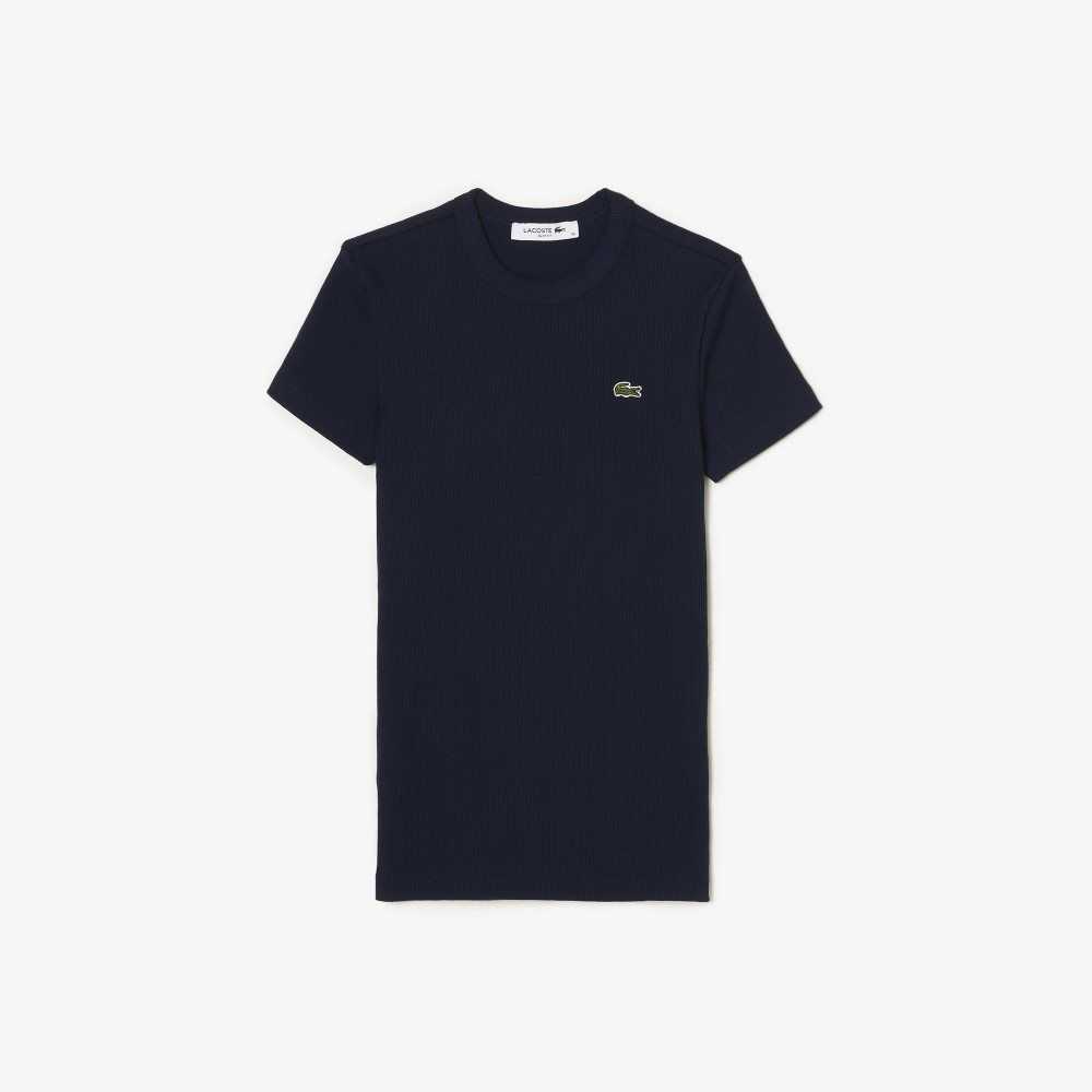 Lacoste Slim Fit Organic Cotton T-Shirt Navy Blue | SGUE-01256