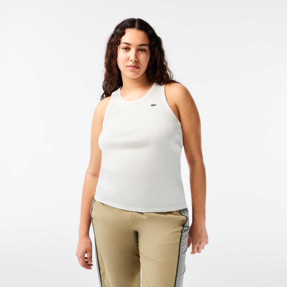 Lacoste Slim Fit Organic Cotton Tank Top White | NZBW-80465