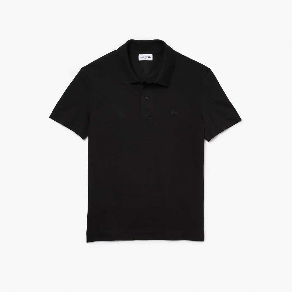 Lacoste Slim Fit Organic Stretch Cotton Pique Polo Black | ITWP-20351