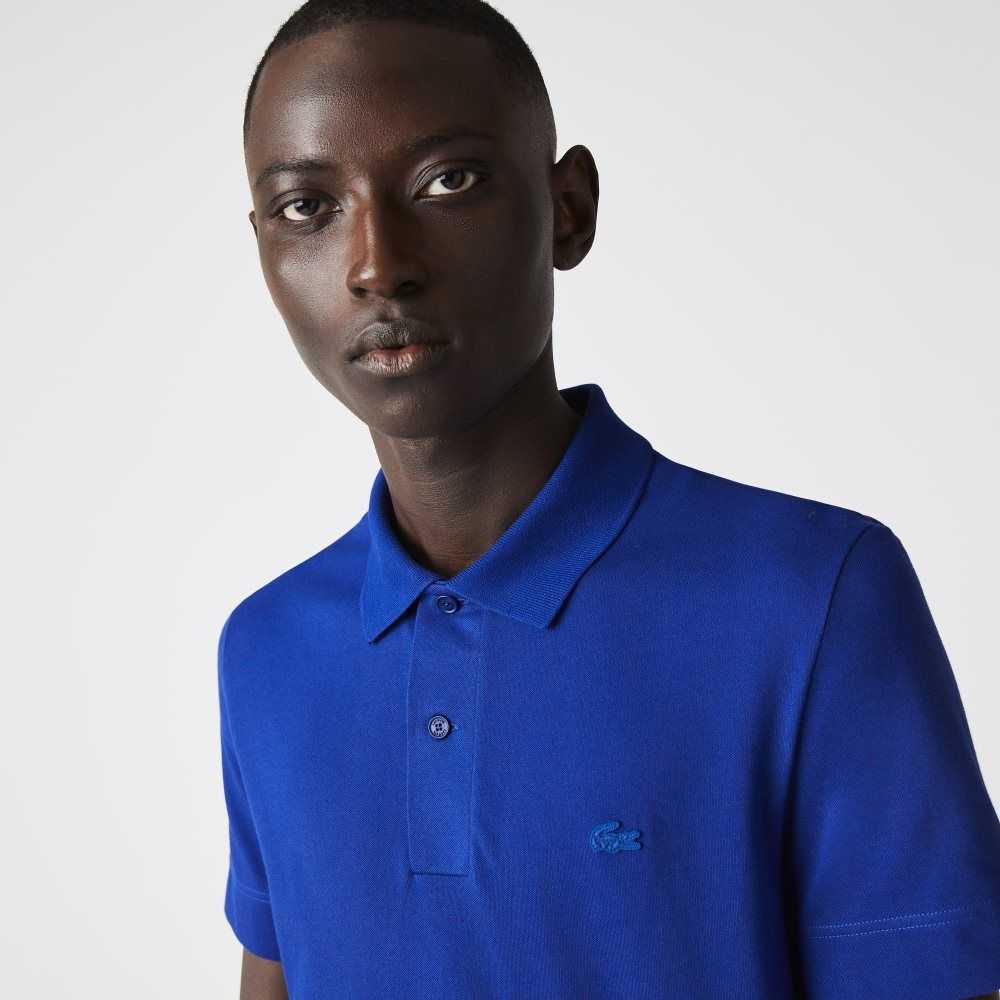 Lacoste Slim Fit Organic Stretch Cotton Pique Polo Blue | LPOT-45360