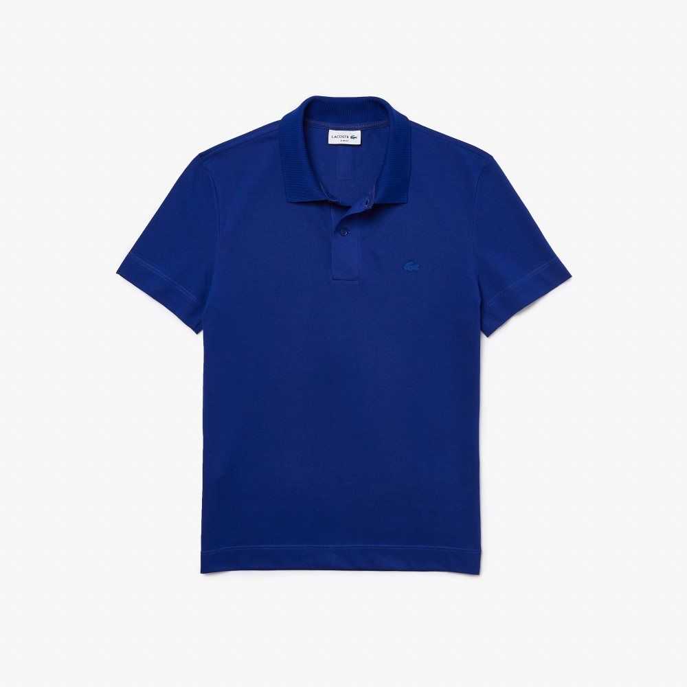 Lacoste Slim Fit Organic Stretch Cotton Pique Polo Blue | LPOT-45360