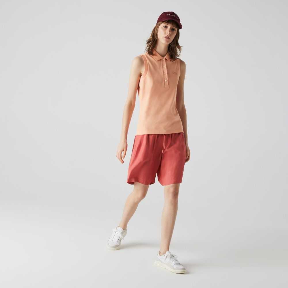 Lacoste Slim Fit Sleeveless Cotton Pique Polo Shirt Light Orange | HWSE-50813