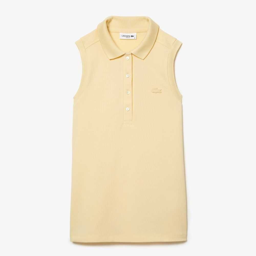 Lacoste Slim Fit Sleeveless Cotton Pique Polo Shirt Yellow | VWMO-83796