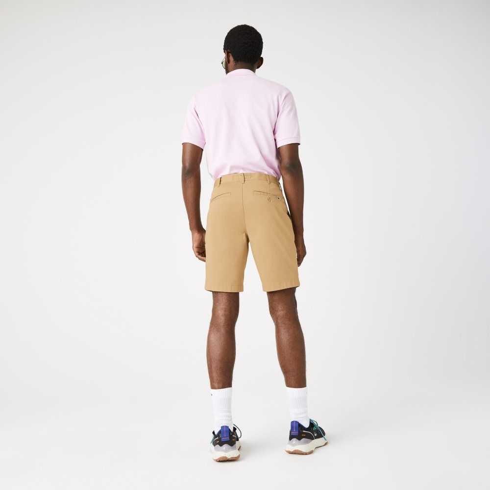 Lacoste Slim Fit Stretch Cotton Bermuda Shorts Beige | NDAC-04172