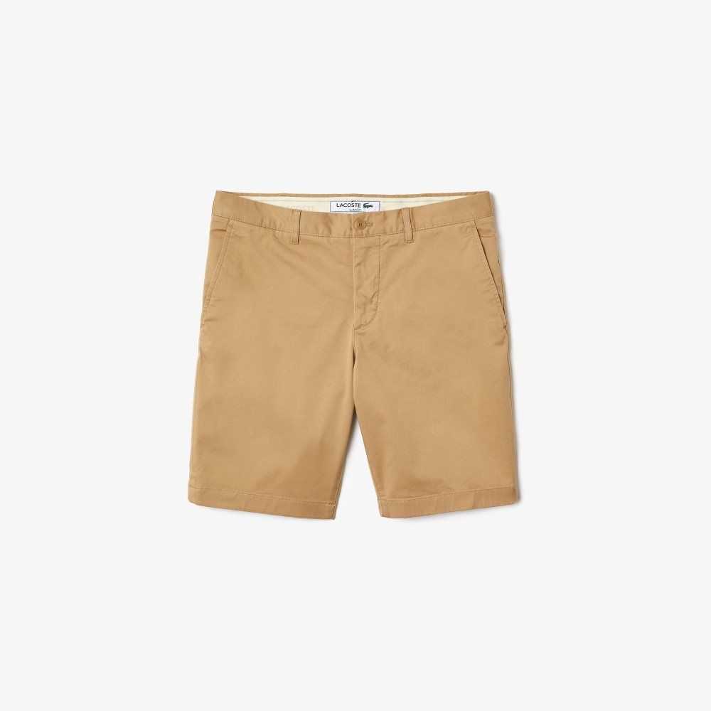 Lacoste Slim Fit Stretch Cotton Bermuda Shorts Beige | NDAC-04172