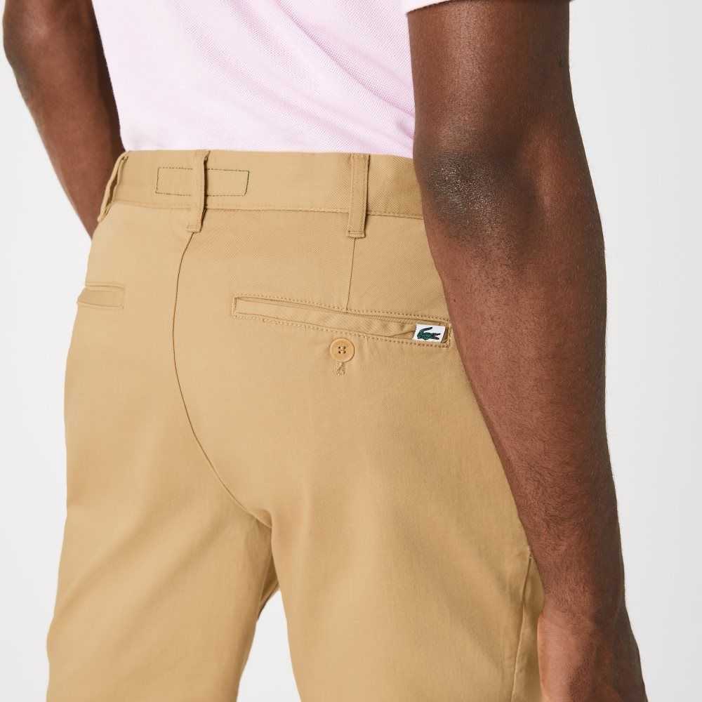 Lacoste Slim Fit Stretch Cotton Bermuda Shorts Beige | NDAC-04172