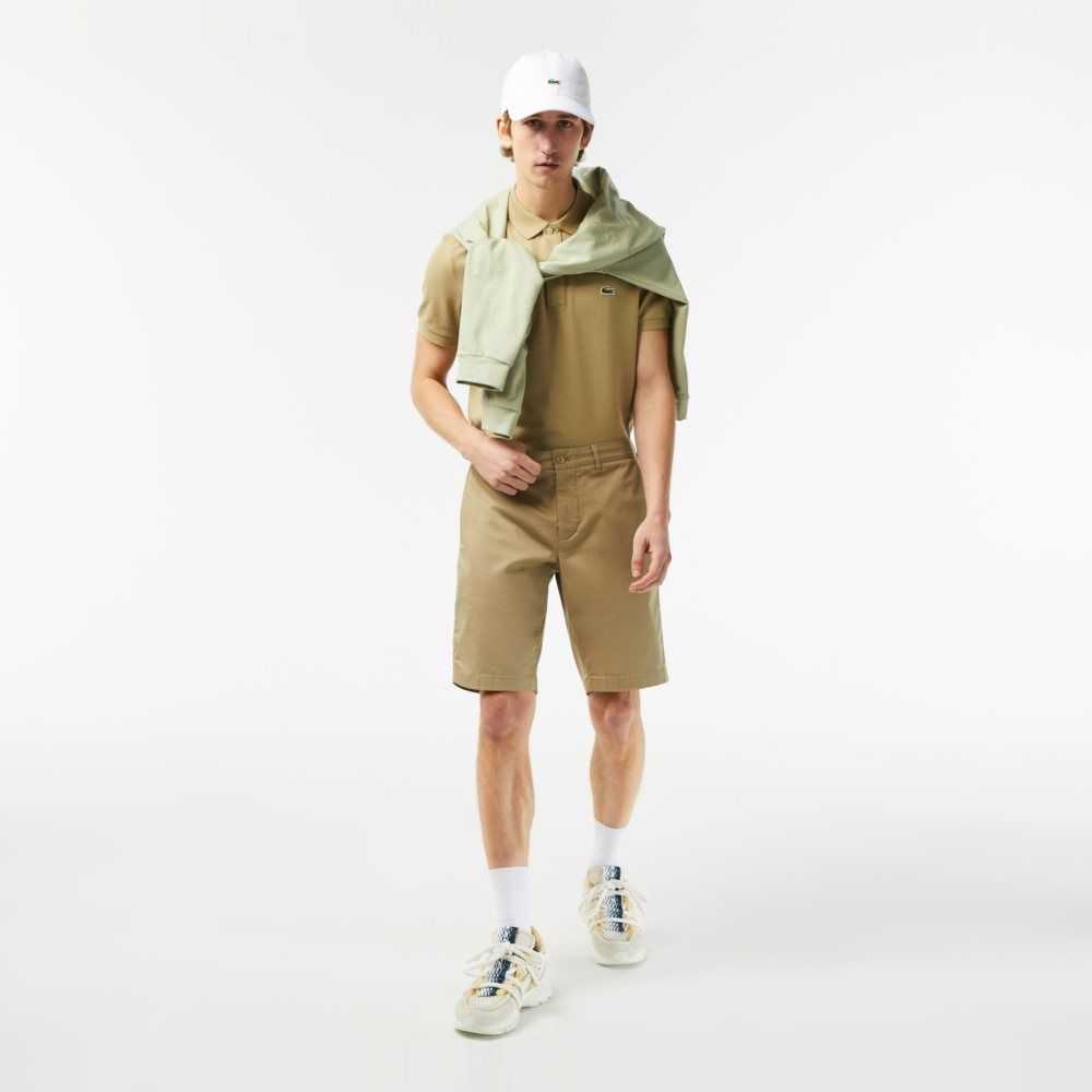 Lacoste Slim Fit Stretch Cotton Bermuda Shorts Beige | OBCL-41269