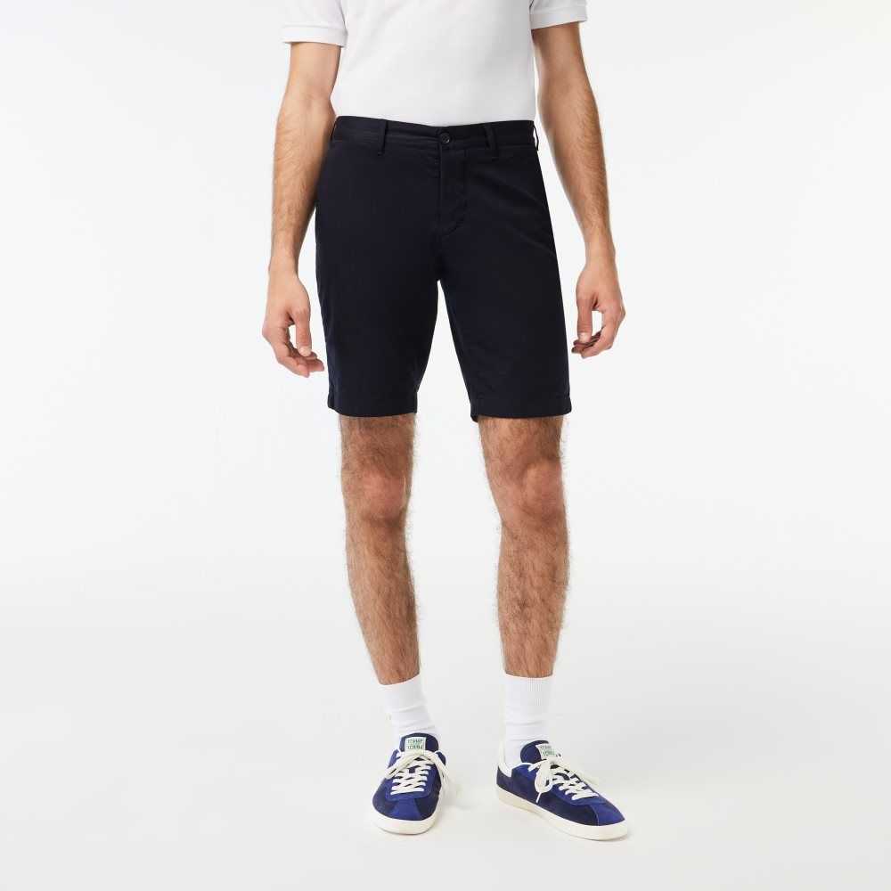 Lacoste Slim Fit Stretch Cotton Bermuda Shorts Navy Blue | PEUA-71984