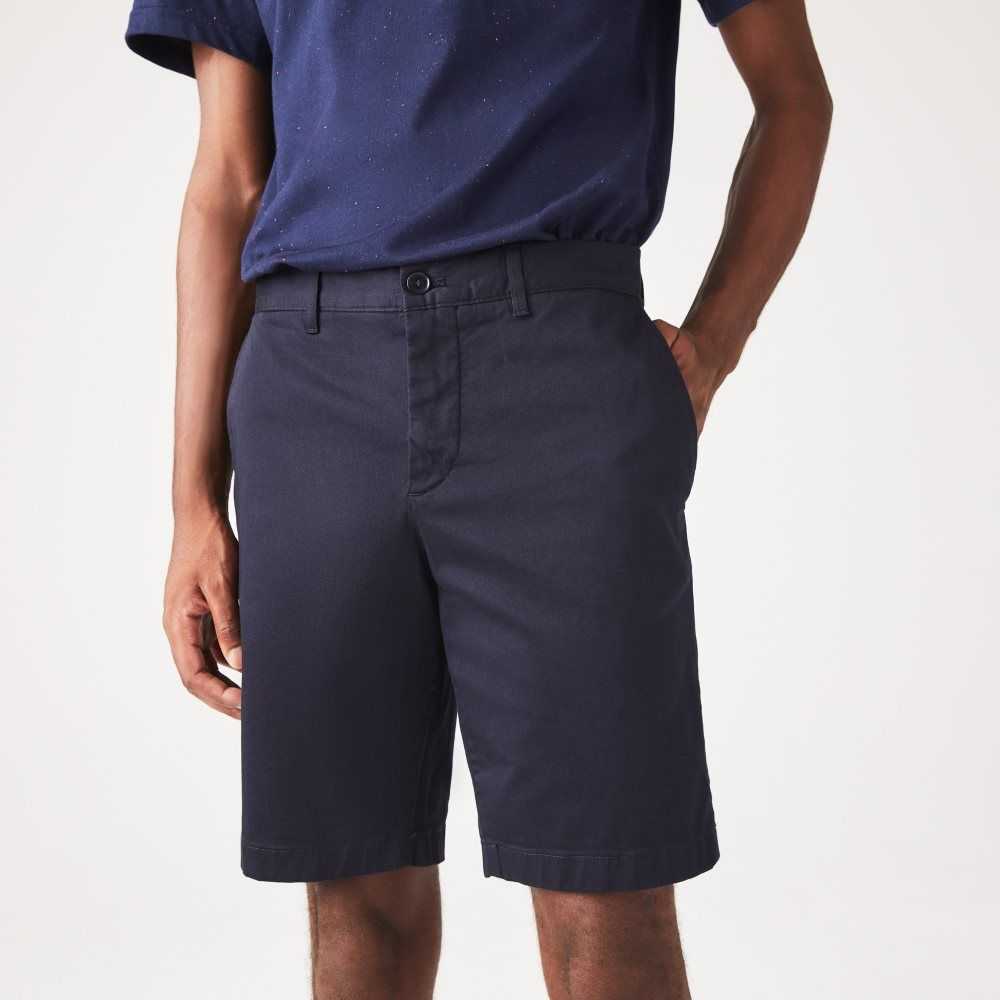 Lacoste Slim Fit Stretch Cotton Bermuda Shorts Navy Blue | PEUA-71984