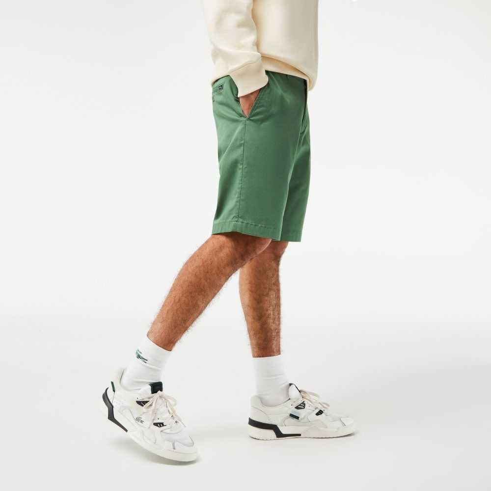 Lacoste Slim Fit Stretch Cotton Bermuda Shorts Khaki Green | PTGY-14786
