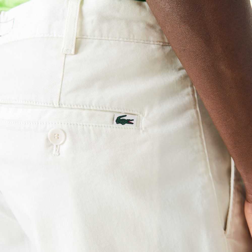 Lacoste Slim Fit Stretch Cotton Bermuda Shorts White | ZYSW-64905